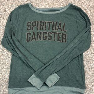 Spiritual Gangster Forest Green Crewneck Top